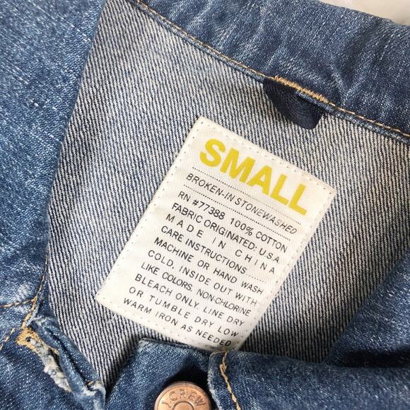 J. Crew Women's Distressed Denim Blue Jacket Pocket Front Size Small NEW - Picture 3 of 3